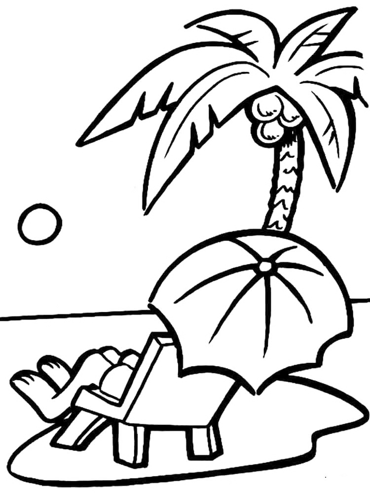 Relaxing On The Beach Coloring Page