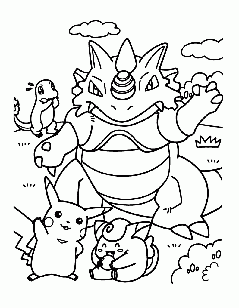 Ridon Clefairy and Charmander Coloring Page