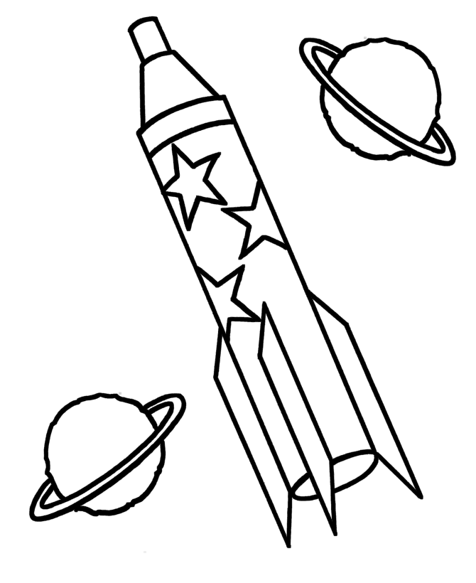 Rocket And Plants Coloring Page