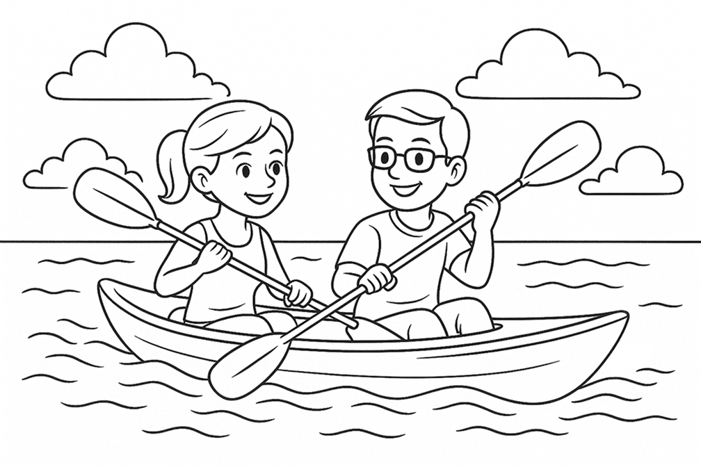 Rowing A Boat Coloring Page