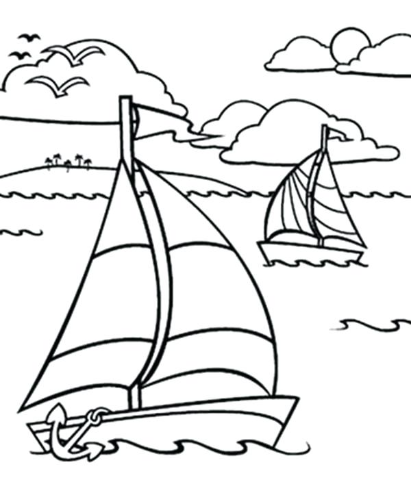 Sailing the Ocean Coloring Page