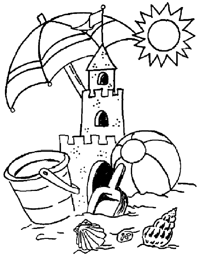Sandcastle On The Beach Coloring Page