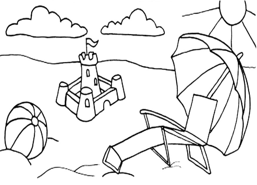Sandcastle On The Beach Coloring Page