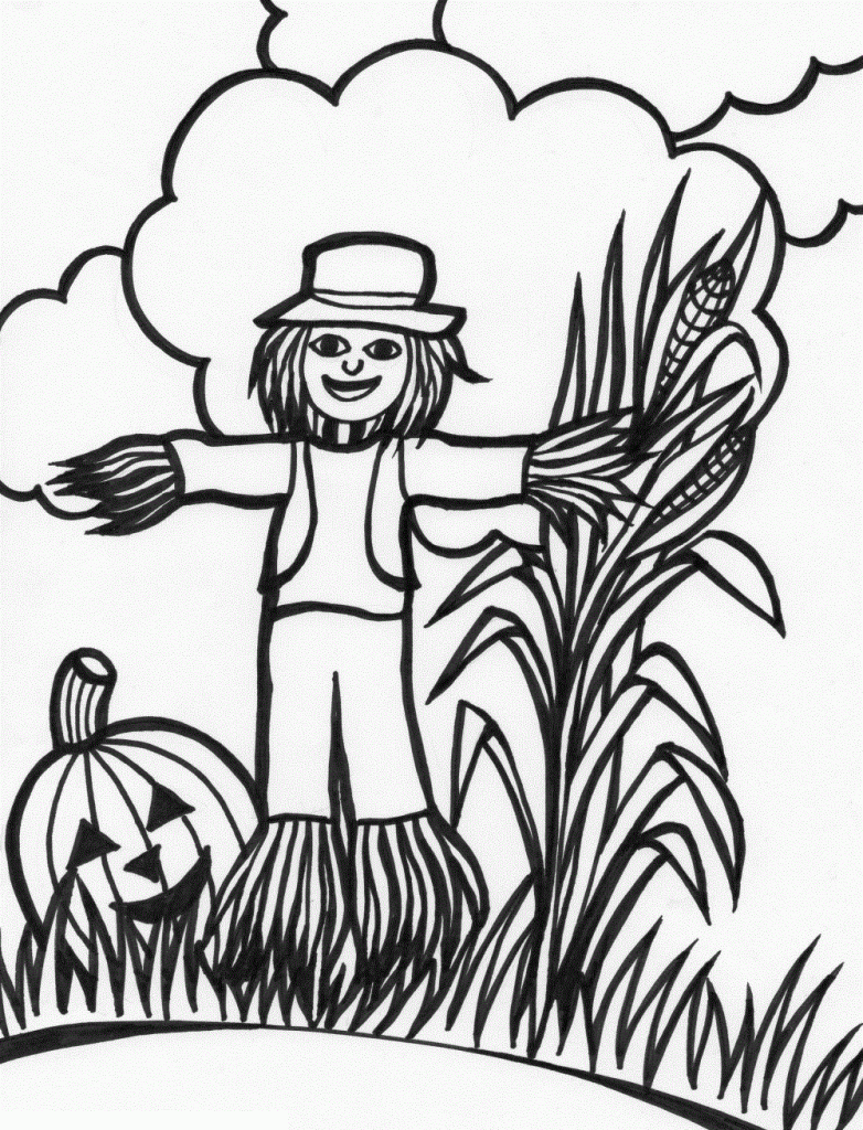 Scarecrow Coloring Pages Kids