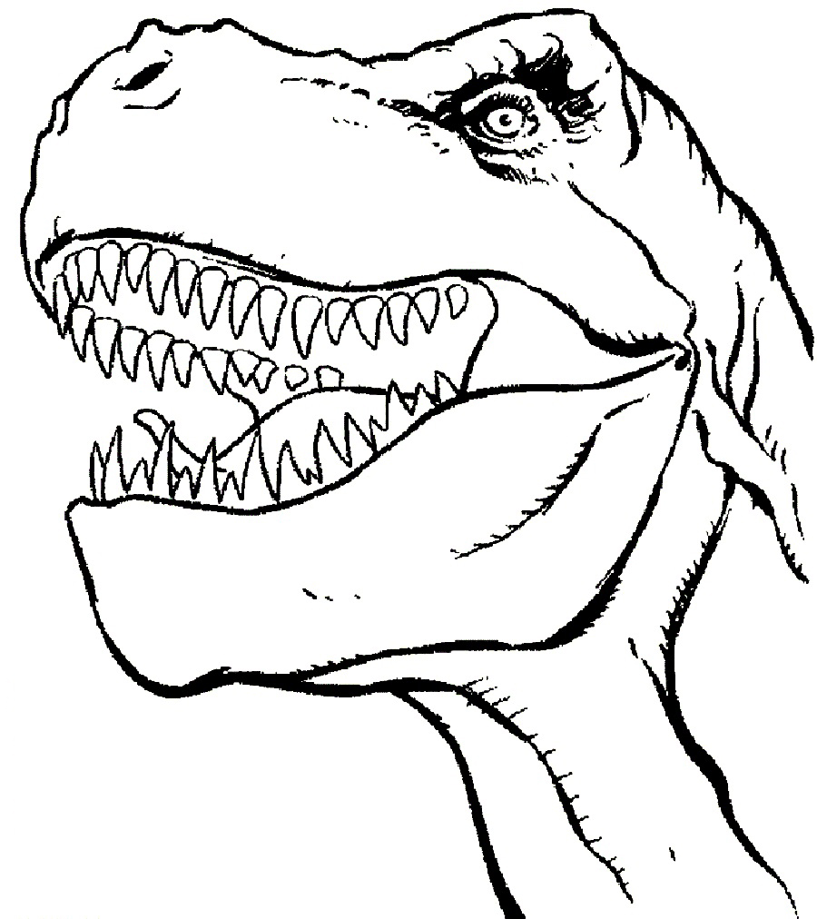 Scary Dinosaur Face Coloring Page