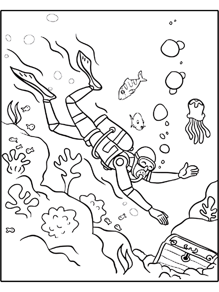 Scuba Diver Coloring Page