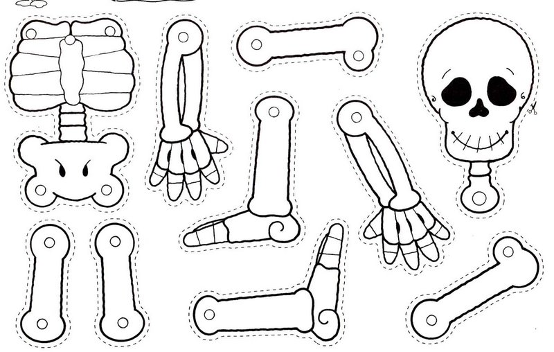 These coloring pages feature funny skeleton pictures such as a skeleton cut out to ...