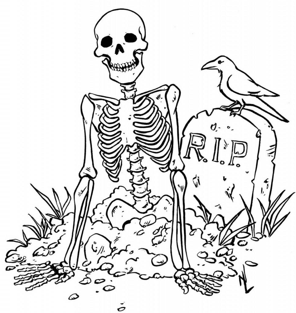 Skeleton Printable Coloring Pages 970x1024