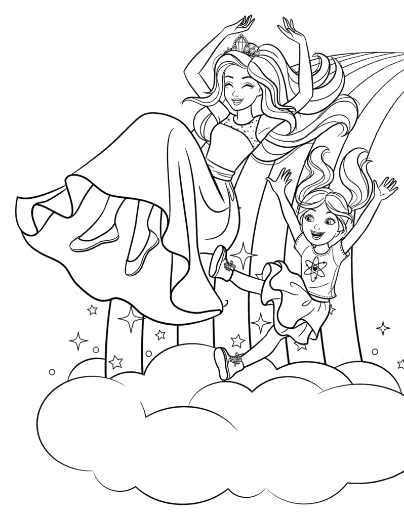 Sliding Down A Rainbow Coloring Page