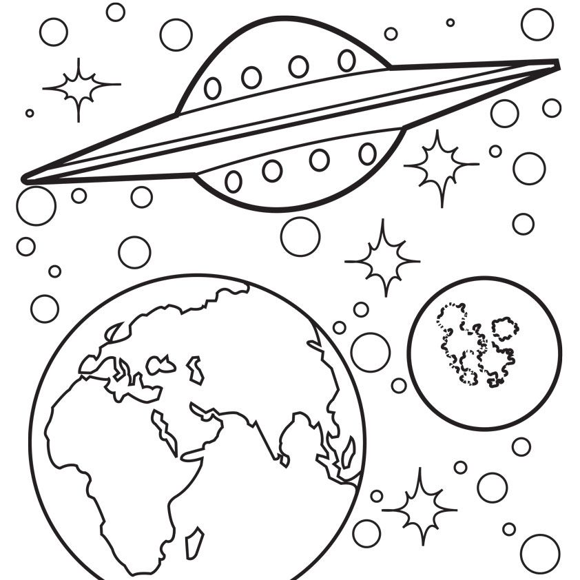 Space Ship In Our Solar System Coloring Page