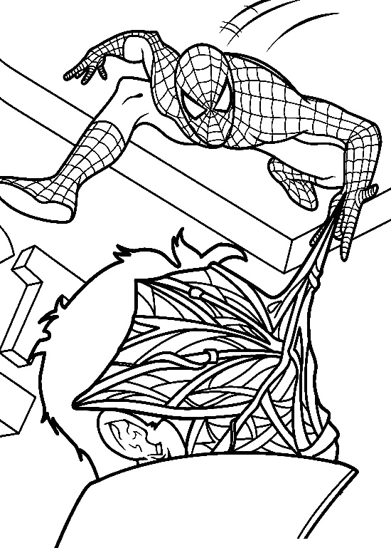 Spiderman Catches Bad Guy Coloring Page