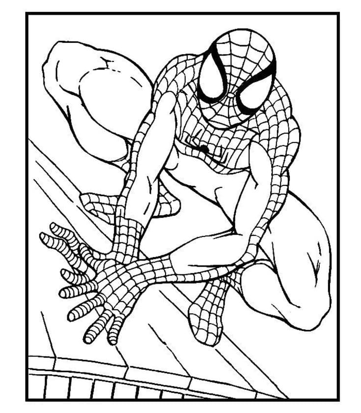 Spiderman Climbing Coloring Page