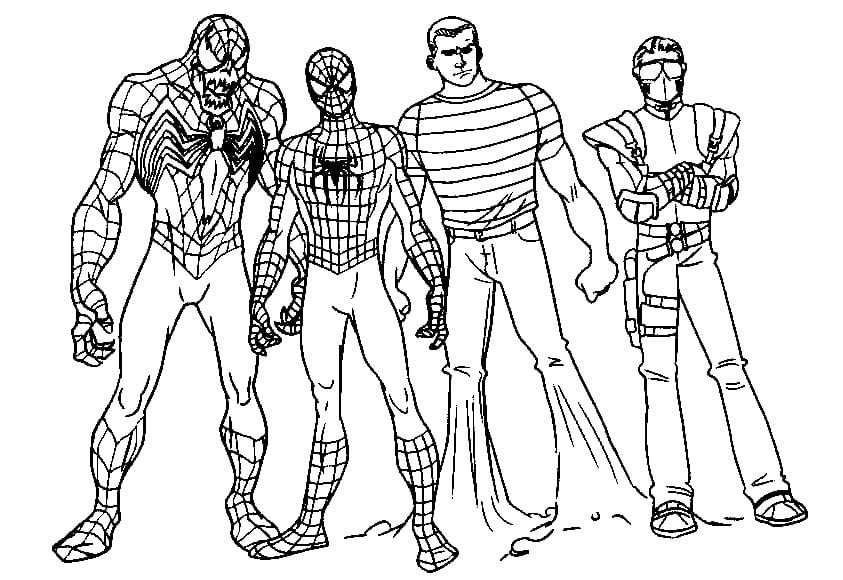 Spiderman Gang Coloring Page