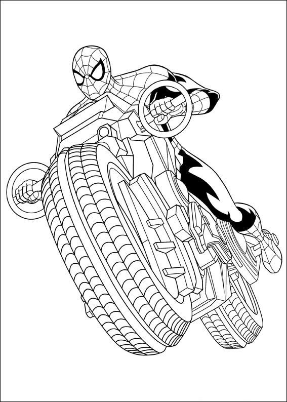 Spiderman Motorcycle Coloring Page