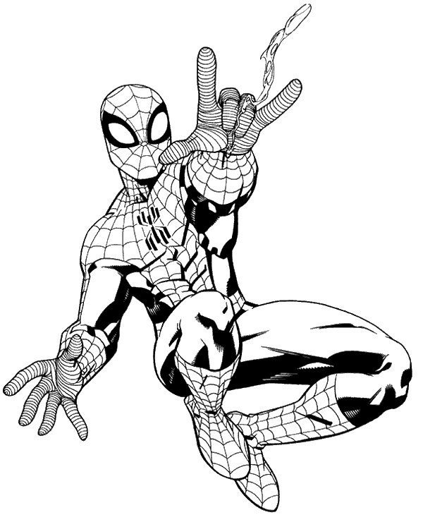 Spiderman Slinging Coloring Page