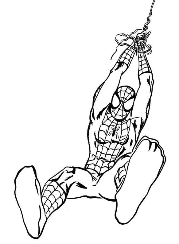 Spiderman Swinging Coloring Page