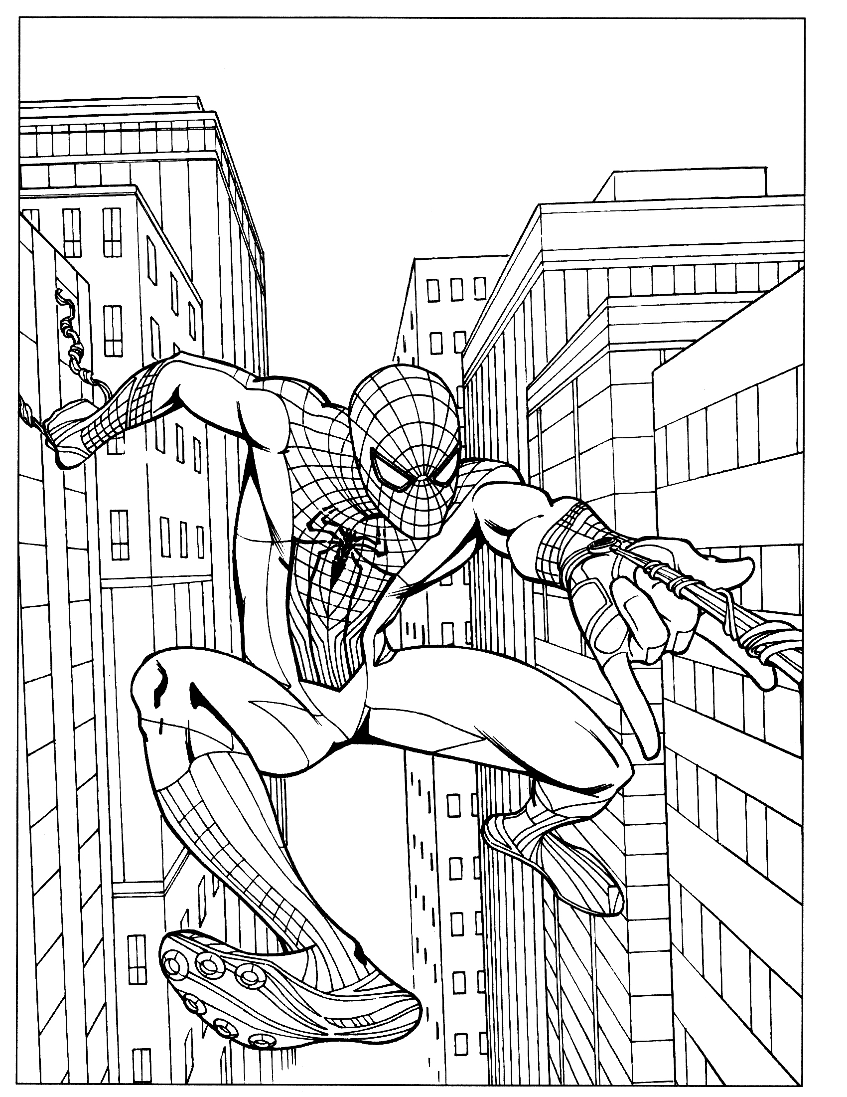 Spiderman Swinging Coloring Pages