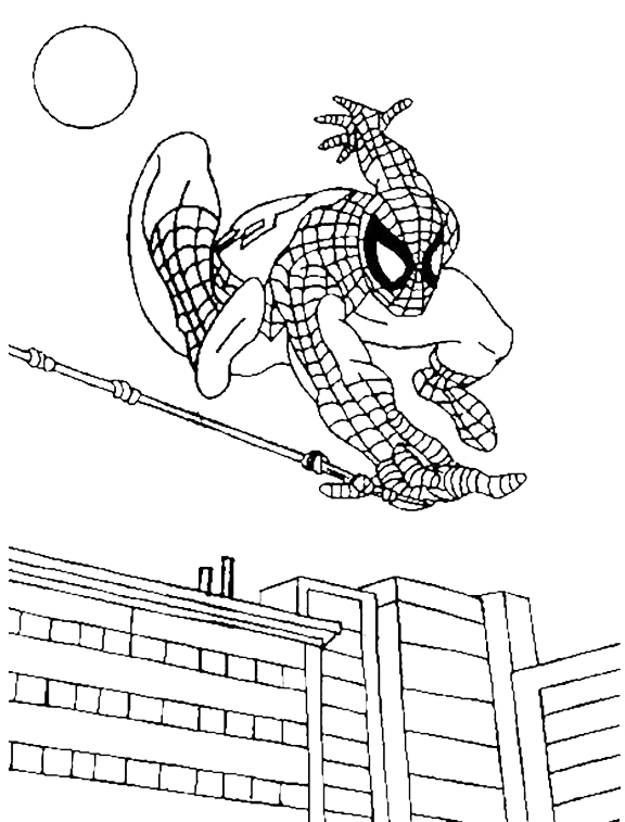 Spiderman Swings Coloring Page