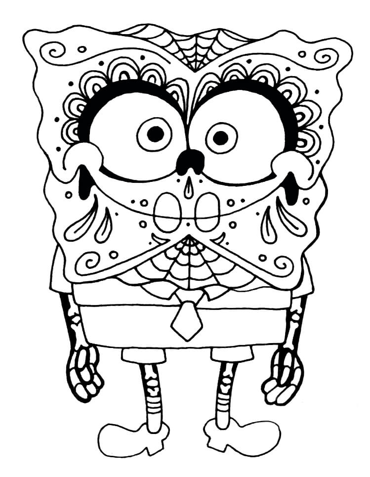 Sponge Bob Skull Coloring Page