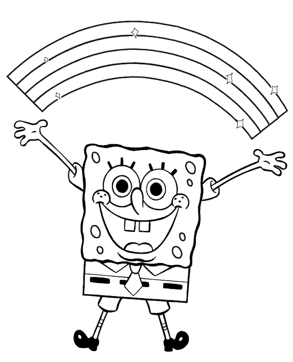 Spongebob Under A Rainbow Coloring Page