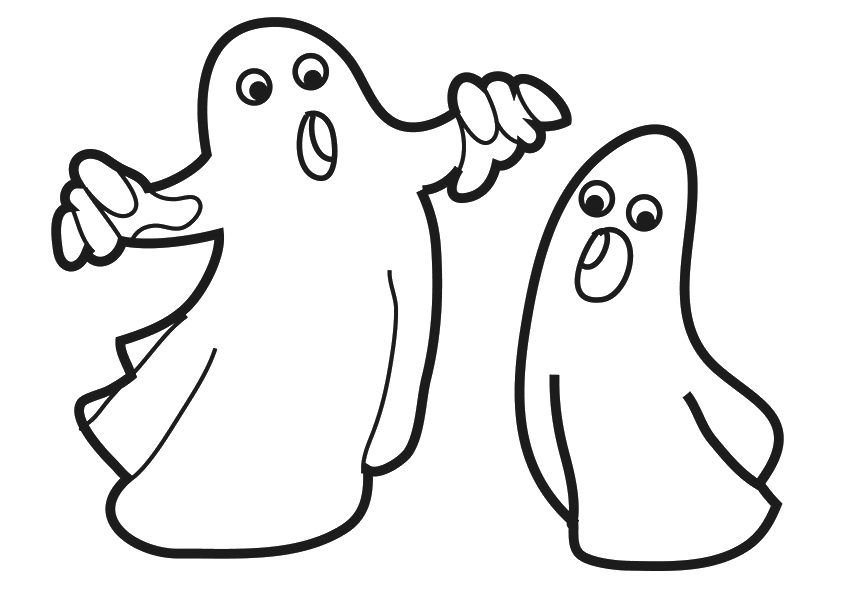 Spooky Ghost Cartoons Coloring Page