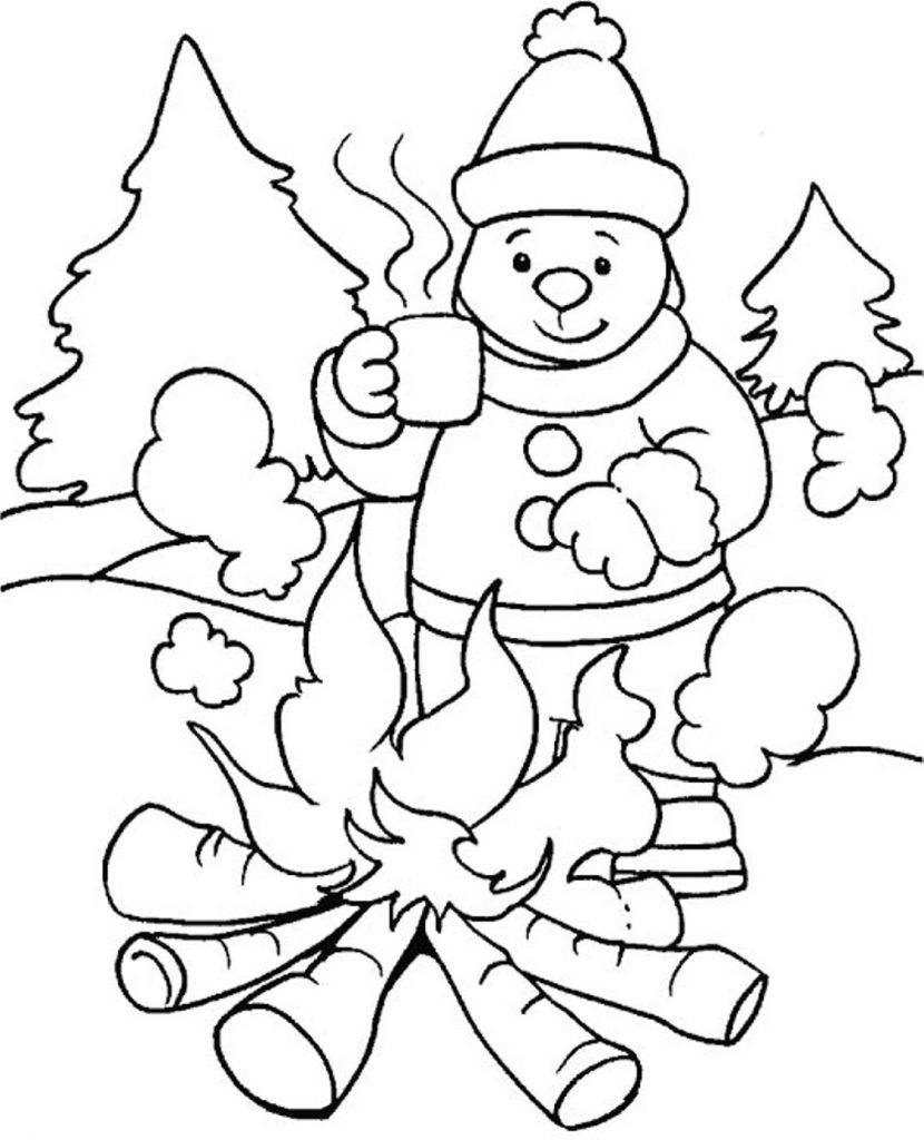 Staying Warm in Winter Coloring Page