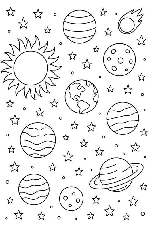 Sun And Planets Coloring Page