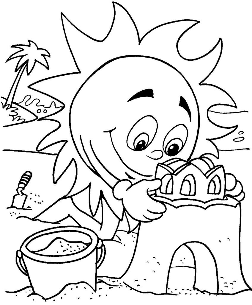 Sun On The Beach Coloring Page