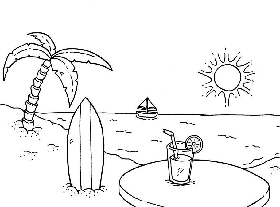 Download Beach Coloring Pages - Beach Scenes & Activities