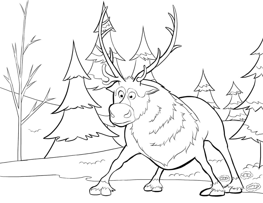 Sven In The Forest Coloring Page