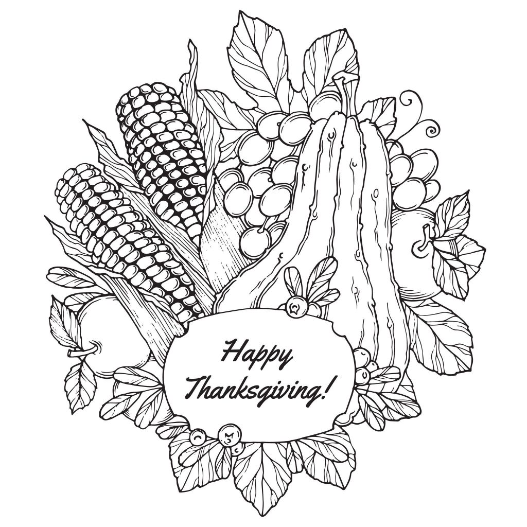 Thanksgiving Harvest Arrangement Coloring Page