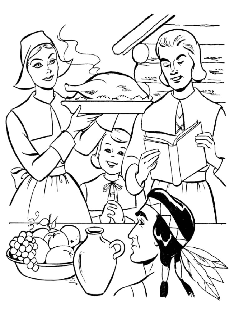 The First Thanksgiving Dinner Coloring Page