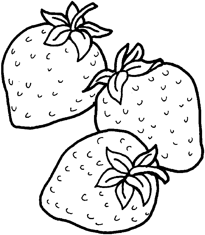 Three Strawberries Coloring Page