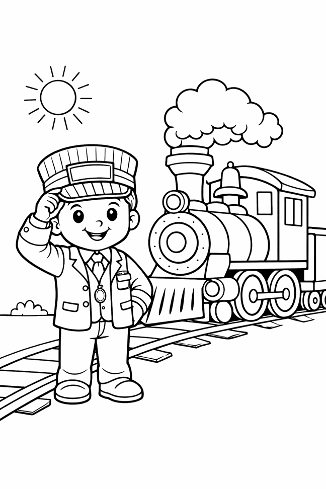 Train Conductor Coloring Page
