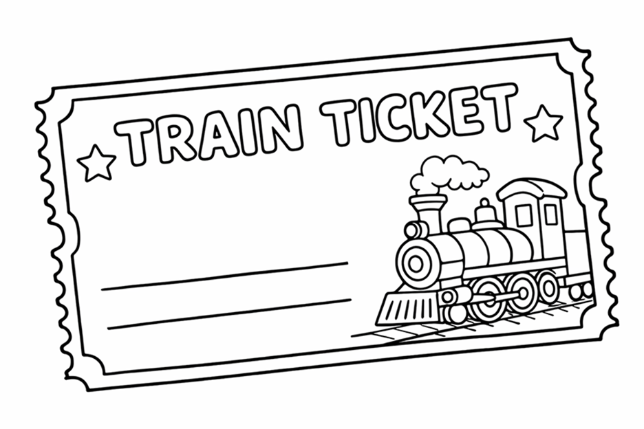 Train Ticket Coloring Page