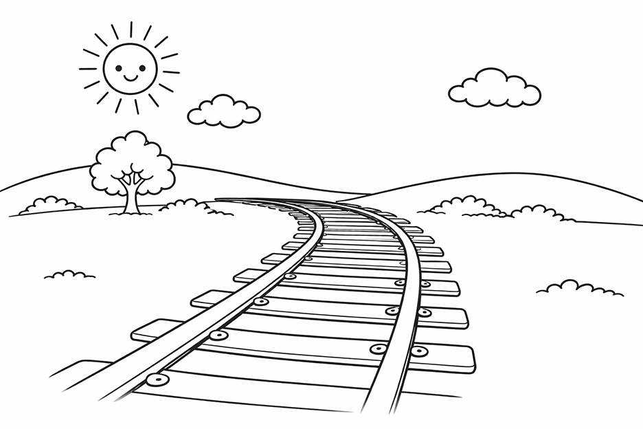 Train Tracks Coloring Page