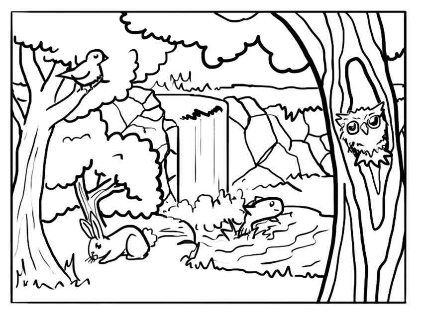 Trees In Nature Coloring Page