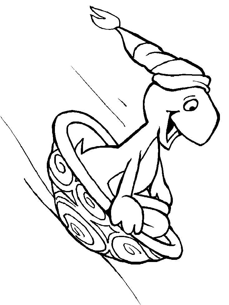 Turtle Sledding In Shell Coloring Page