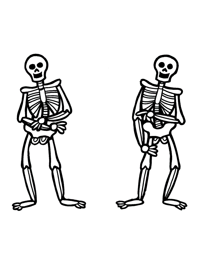 Two Skeletons Coloring Page