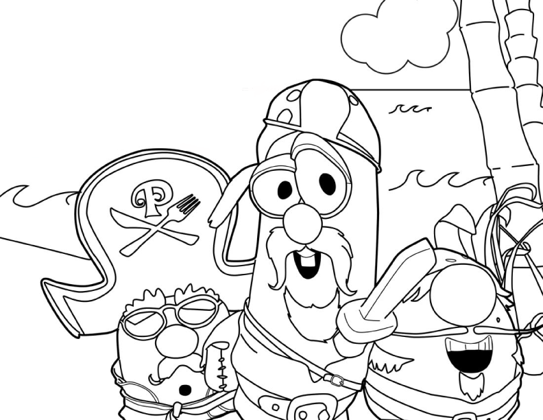 Veggie Tales Fun Pirates Coloring Page