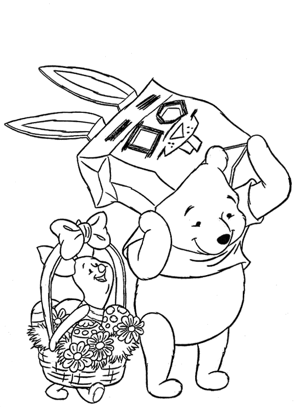 Winnie The Pooh Easter Coloring Page