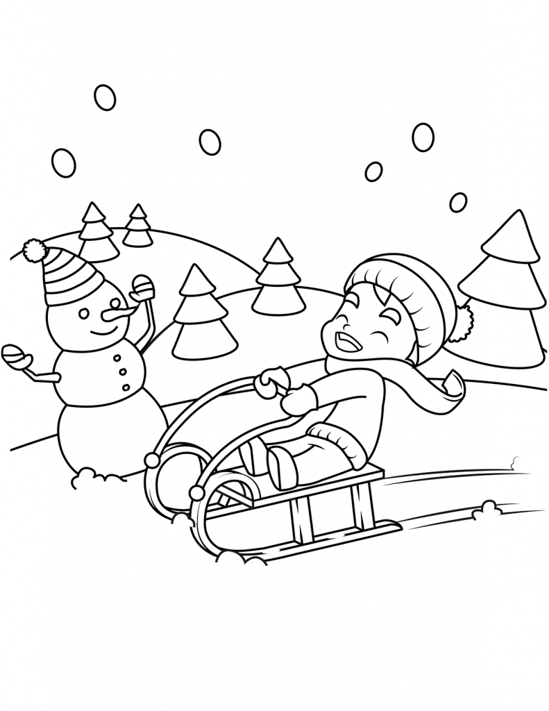 Winter Scene Coloring Page