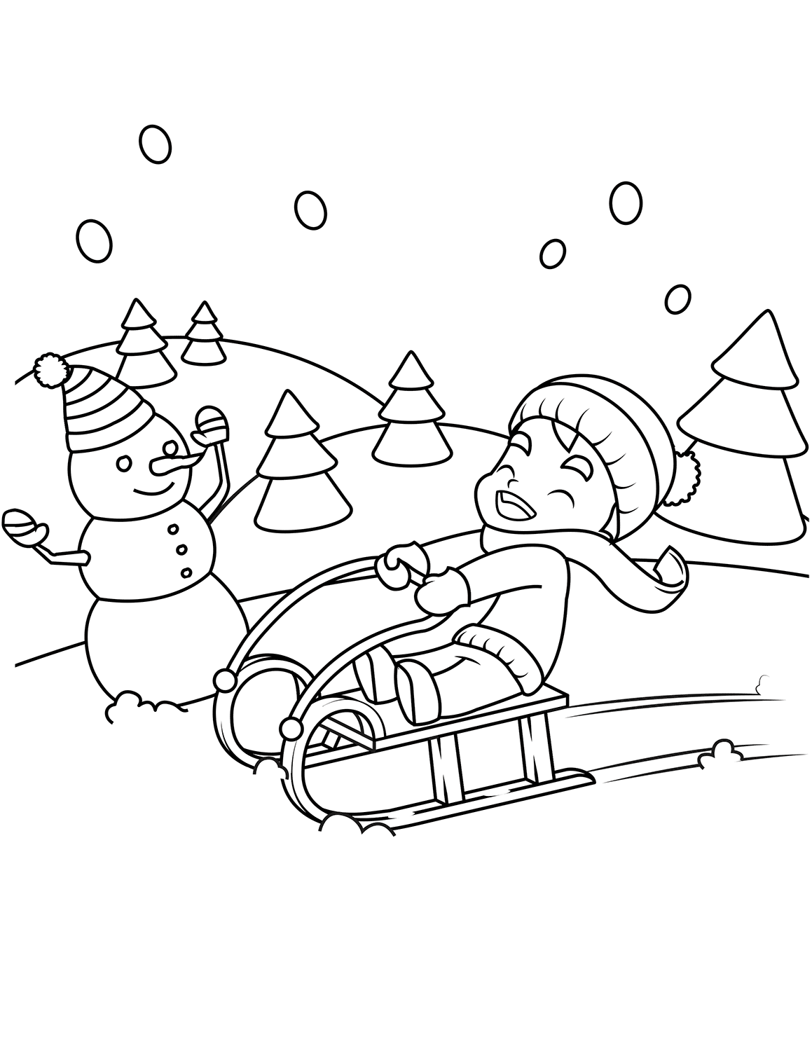 simple winter scene coloring pages