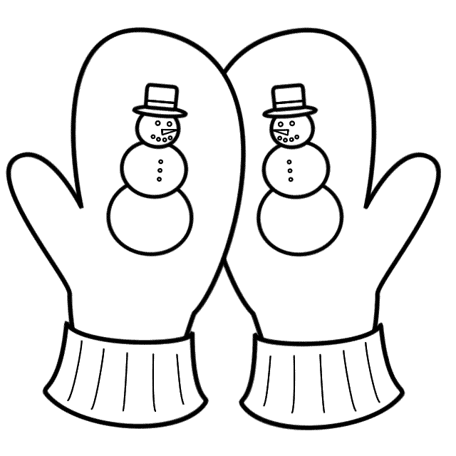 Winter Snowman Gloves Coloring Page