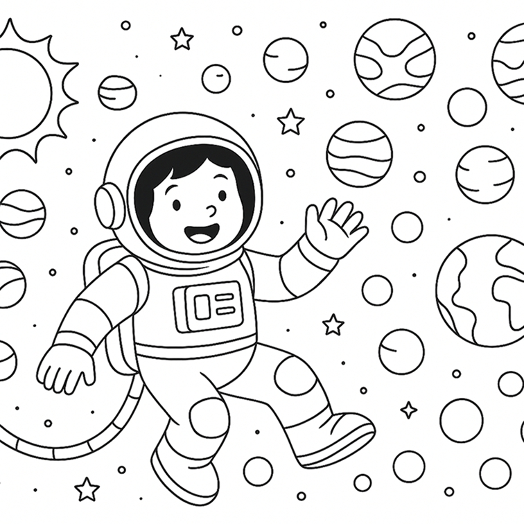 Young Astronaut Coloring Page