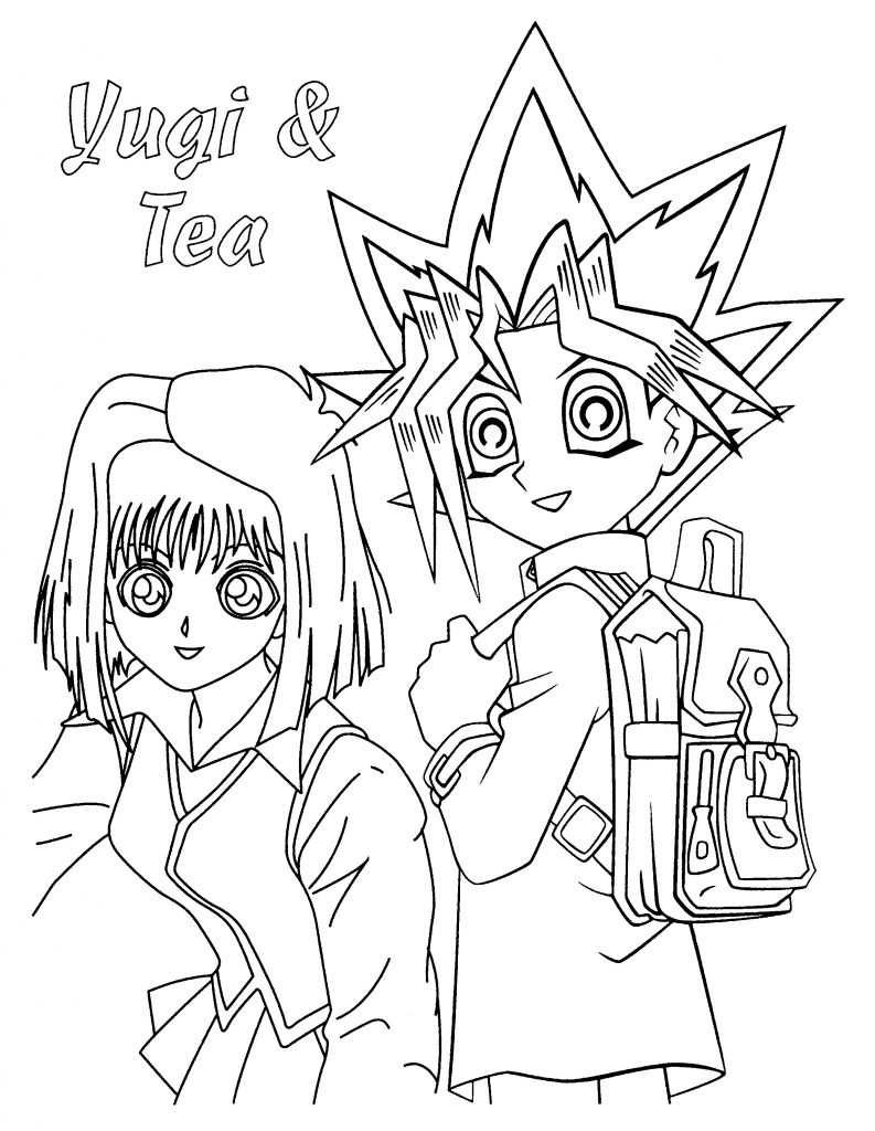 Yugi and Tea Coloring Page