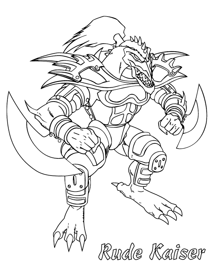 Yugioh Coloring Pages - Rude Kaiser
