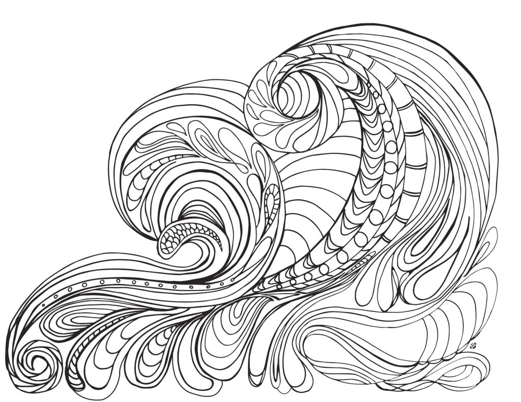 Zen Ocean Wave Coloring Page