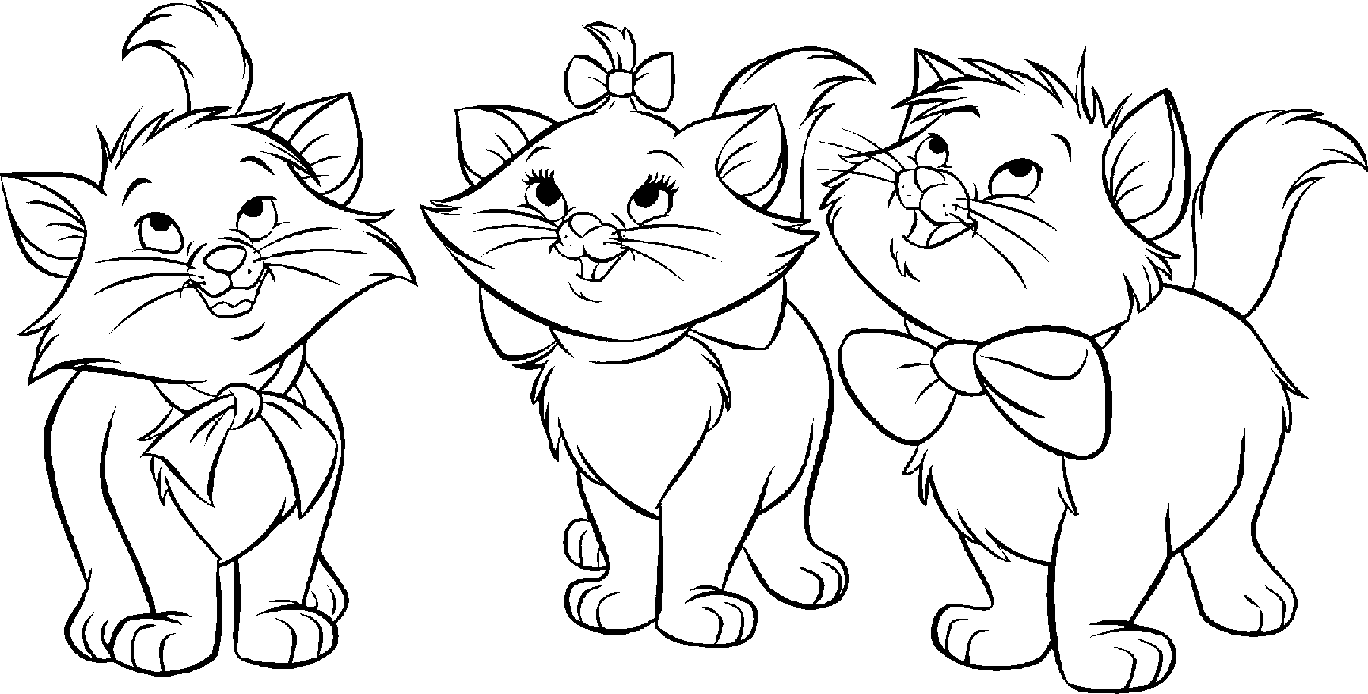 3 Cats Coloring Page