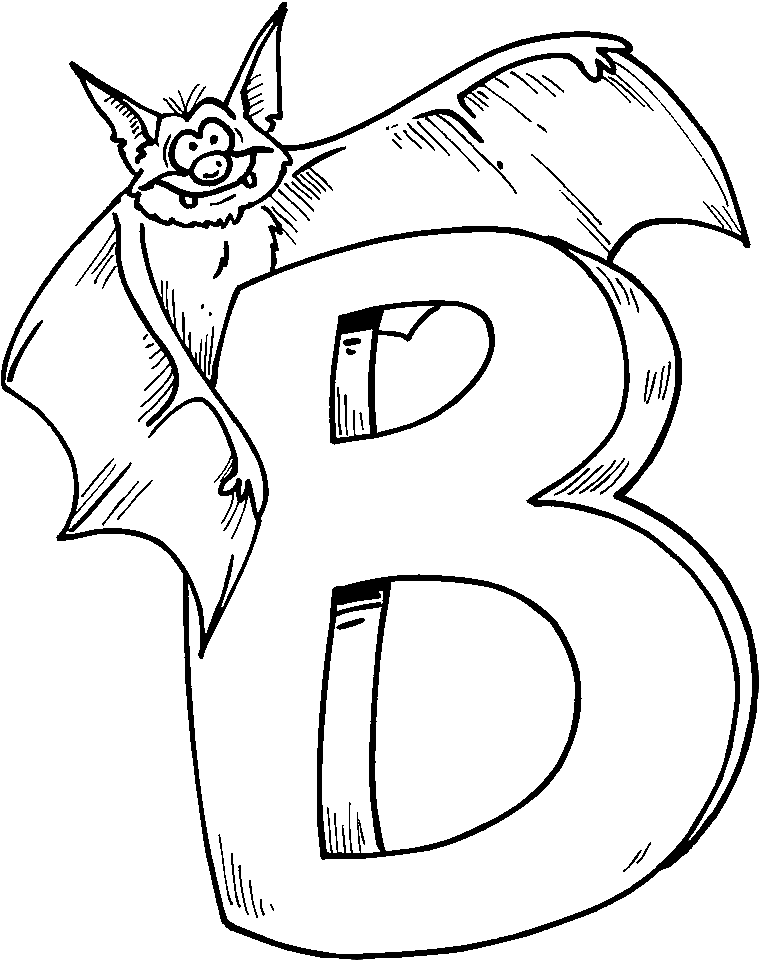 B is for Bat Coloring Page